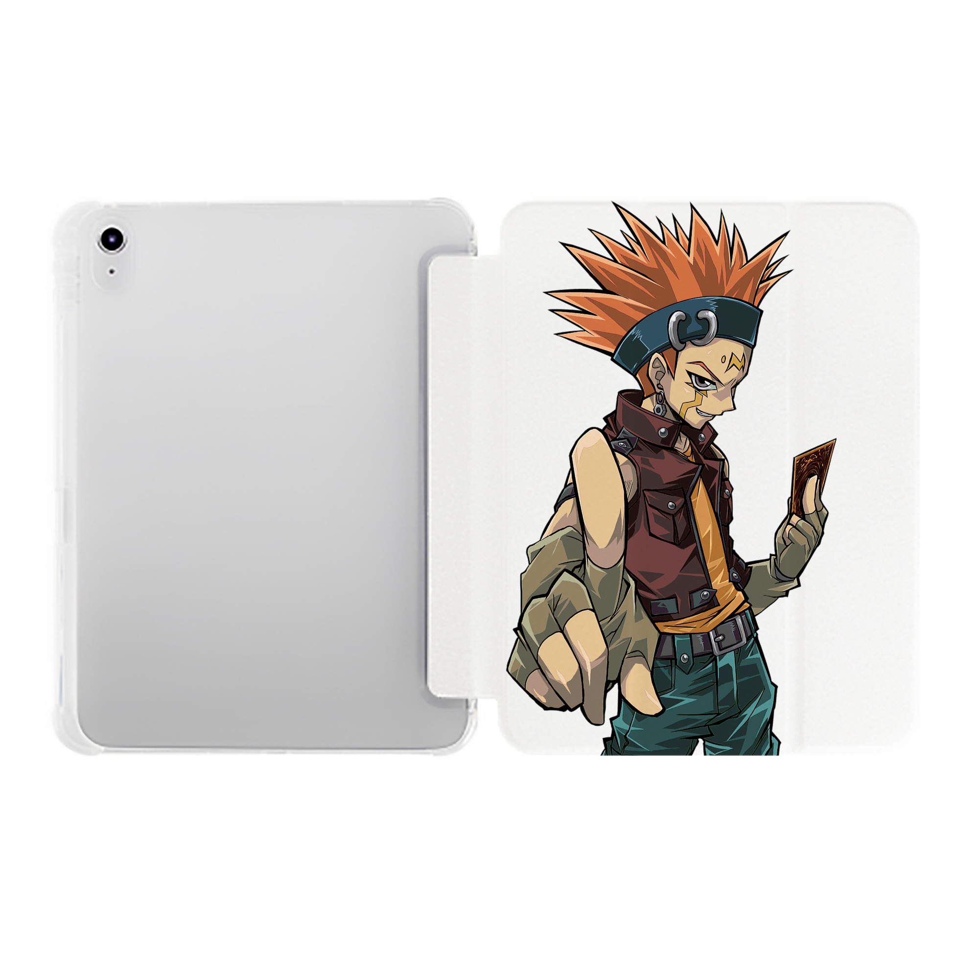 （画像用） 遊☆戯☆王 Yu-Gi-Oh! IPad ケース ペン収納付き 三つ折りスタンド PUレザー×シリコン 対応機種9.5/10.5/10.9インチ